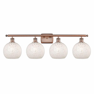 White Mouchette - 4 Light Bath Vanity In Modern Style-11 Inches Tall and 38 Inches Wide - 1330186