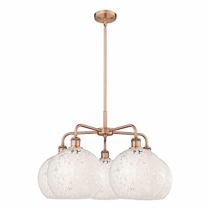 White Mouchette - 5 Light Stem Hung Chandelier In Modern Style-17.25 Inches Tall and 28 Inches Wide - 1330200