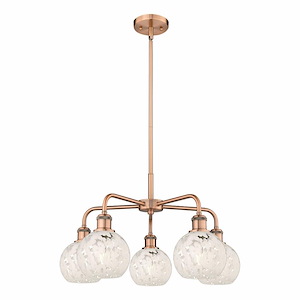 White Mouchette - 5 Light Stem Hung Chandelier In Modern Style-13.5 Inches Tall and 24 Inches Wide - 1330190