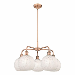 White Mouchette - 5 Light Stem Hung Chandelier In Modern Style-15.5 Inches Tall and 26 Inches Wide - 1330173