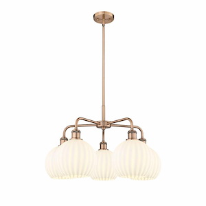 White Venetian - 5 Light Stem Hung Chandelier In Modern Style-15.5 Inches Tall and 26 Inches Wide - 1330231