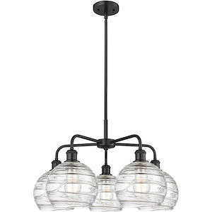 Athens Deco Swirl - 5 Light Stem Hung Chandelier-15.38 Inch Tall and 26.5 Inch Wide - 1330189