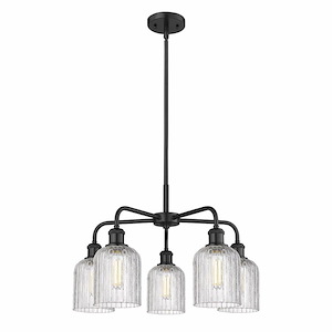 Bridal Veil - 5 Light Stem Hung Chandelier In Art Deco Style-14.5 Inches Tall and 23 Inches Wide - 1330177