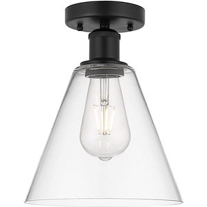 Berkshire Glass - 1 Light Semi-Flush Mount-12 Inch Tall and 8 Inch Wide - 1330224