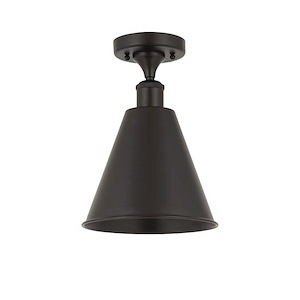 Berkshire Metal - 1 Light Semi-Flush Mount-12 Inch Tall and 8 Inch Wide - 1428088