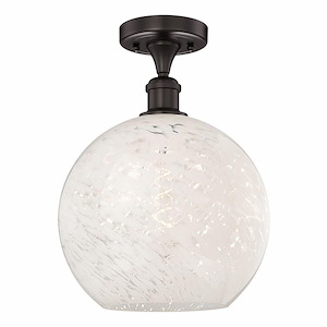 White Mouchette - 1 Light Semi-Flush Mount In Modern Style-13.63 Inches Tall and 12 Inches Wide - 1330214