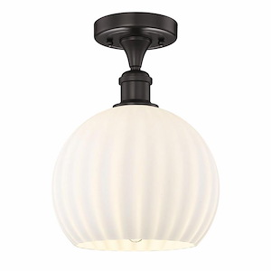 White Venetian - 1 Light Semi-Flush Mount In Modern Style-11.88 Inches Tall and 10 Inches Wide - 1330210