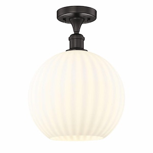 White Venetian - 1 Light Semi-Flush Mount In Modern Style-13.63 Inches Tall and 12 Inches Wide - 1330219