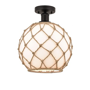Farmhouse Rope - 1 Light Semi-Flush Mount In Industrial Style-12.75 Inches Tall and 10 Inches Wide - 1289612