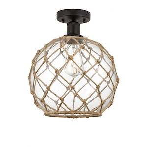 Farmhouse Rope - 1 Light Semi-Flush Mount In Industrial Style-12.75 Inches Tall and 10 Inches Wide - 1289612