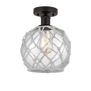 Farmhouse Rope - 1 Light Semi-Flush Mount In Industrial Style-10.75 Inches Tall and 8 Inches Wide - 1289645
