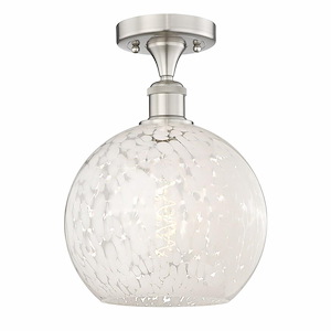White Mouchette - 1 Light Semi-Flush Mount In Modern Style-11.88 Inches Tall and 10 Inches Wide - 1330213