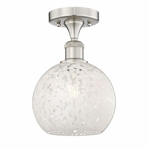 White Mouchette - 1 Light Semi-Flush Mount In Modern Style-10.13 Inches Tall and 8 Inches Wide - 1330229