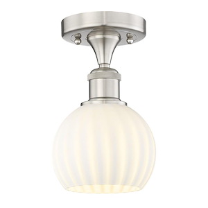 White Venetian - 1 Light Semi-Flush Mount In Modern Style-8.13 Inches Tall and 6 Inches Wide - 1330220