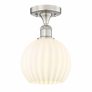 White Venetian - 1 Light Semi-Flush Mount In Modern Style-10.13 Inches Tall and 8 Inches Wide - 1330211