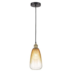 Brookhaven Almond - 1 Light Edison Cord Hung Mini Pendant-13 Inch Tall and 6 Inch Wide - 1387733