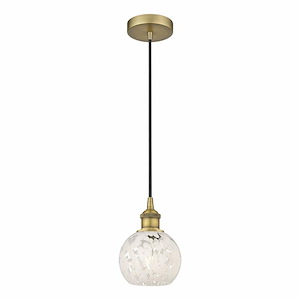 White Mouchette - 1 Light Cord Hung Mini Pendant In Modern Style-8 Inches Tall and 6 Inches Wide - 1330253