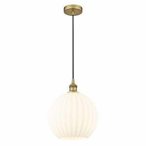 White Venetian - 1 Light Cord Hung Pendant In Modern Style-13.5 Inches Tall and 12 Inches Wide - 1330258