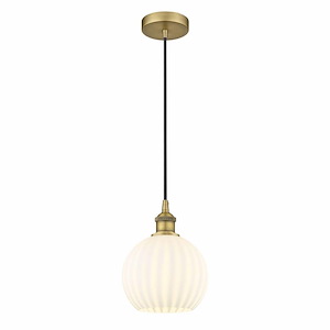 White Venetian - 1 Light Cord Hung Mini Pendant In Modern Style-10 Inches Tall and 8 Inches Wide - 1330259