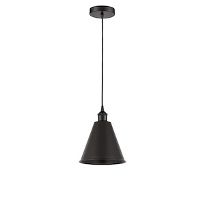 Edison Cone - 1 Light Cord Hung Mini Pendant In Industrial Style-11.75 Inches Tall and 8 Inches Wide - 1289767