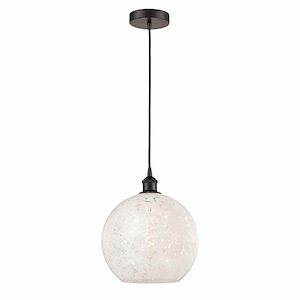 White Mouchette - 1 Light Cord Hung Pendant In Modern Style-13.5 Inches Tall and 12 Inches Wide - 1330244