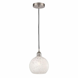 White Mouchette - 1 Light Cord Hung Mini Pendant In Modern Style-10 Inches Tall and 8 Inches Wide - 1330254
