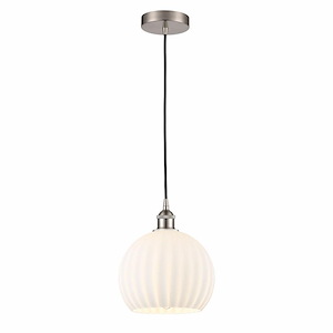 White Venetian - 1 Light Cord Hung Mini Pendant In Modern Style-11.75 Inches Tall and 10 Inches Wide - 1330255