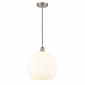 White Venetian - 1 Light Cord Hung Pendant In Modern Style-16.63 Inches Tall and 13.75 Inches Wide - 1330282