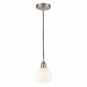 White Venetian - 1 Light Cord Hung Mini Pendant In Modern Style-8 Inches Tall and 6 Inches Wide - 1330295