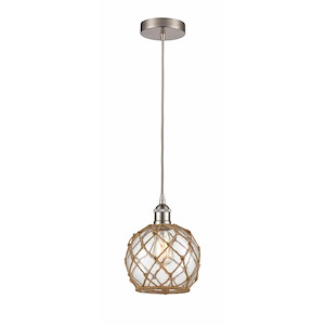 Farmhouse Rope - 1 Light Cord Hung Mini Pendant In Industrial Style-10.75 Inches Tall and 8 Inches Wide - 1289719