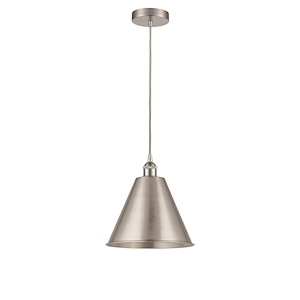 Edison Cone - 1 Light Cord Hung Mini Pendant In Industrial Style-14.75 Inches Tall and 12 Inches Wide - 1289780