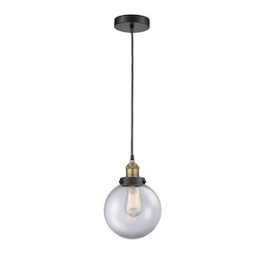 Beacon - 1 Light Cord Hung Mini Pendant In Industrial Style-11.5 Inches Tall and 8 Inches Wide - 1316770