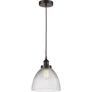 Seneca Falls - 100W 1 LED Cord Hung Mini Pendant-11 Inch Tall and 9.5 Inch Wide - 1428115