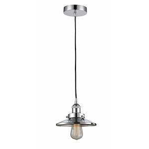 Railroad - 1 Light Cord Hung Mini Pendant In Modern Style-5.75 Inches Tall and 8 Inches Wide - 1289788