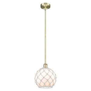 Farmhouse Rope - 1 Light Stem Hung Mini Pendant-11.5 Inch Tall and 10 Inch Wide - 1426502