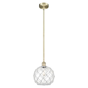 Farmhouse Rope - 1 Light Stem Hung Mini Pendant-11.5 Inch Tall and 10 Inch Wide - 1426516