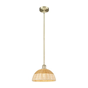 Bristol Natural II - 1 Light Stem Hung Mini Pendant-13 Inch Tall and 11.75 Inch Wide - 1387761