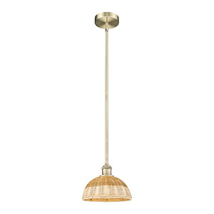 Bristol Natural II - 1 Light Stem Hung Mini Pendant-11 Inch Tall and 9 Inch Wide - 1387766
