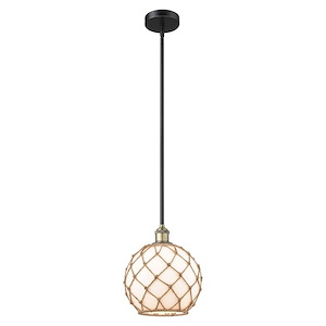 Farmhouse Rope - 1 Light Stem Hung Mini Pendant-11.5 Inch Tall and 10 Inch Wide - 1428121