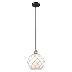 Farmhouse Rope - 1 Light Stem Hung Mini Pendant-11.5 Inch Tall and 10 Inch Wide - 1426437