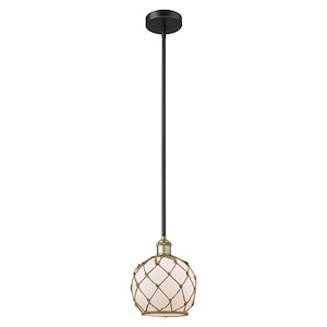 Farmhouse Rope - 1 Light Edison Stem Hung Mini Pendant-9.5 Inch Tall and 8 Inch Wide - 1387789