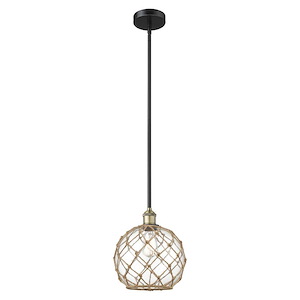 Farmhouse Rope - 1 Light Stem Hung Mini Pendant-11.5 Inch Tall and 10 Inch Wide - 1426448