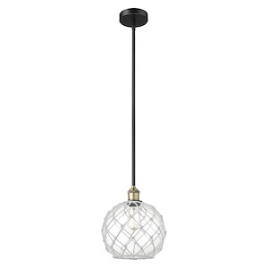 Farmhouse Rope - 1 Light Stem Hung Mini Pendant-11.5 Inch Tall and 10 Inch Wide - 1426576