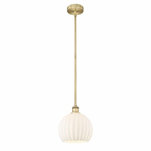 White Venetian - 1 Light Stem Hung Mini Pendant In Modern Style-11.25 Inches Tall and 10 Inches Wide - 1330269