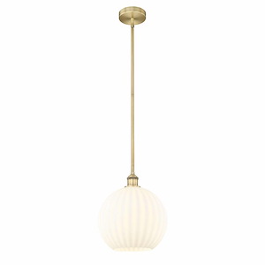 White Venetian - 1 Light Stem Hung Pendant In Modern Style-13 Inches Tall and 12 Inches Wide - 1330320