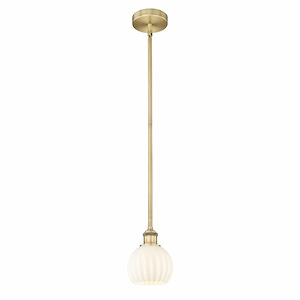 White Venetian - 1 Light Stem Hung Mini Pendant In Modern Style-7.5 Inches Tall and 6 Inches Wide - 1330270