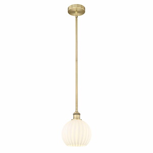 White Venetian - 1 Light Stem Hung Mini Pendant In Modern Style-9.5 Inches Tall and 8 Inches Wide - 1330284