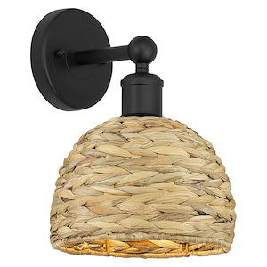 Woven Rattan - 1 Light Wall Sconce-11 Inch Tall and 8 Inch Wide - 1387812