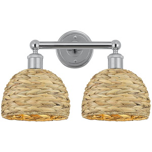 Woven Rattan - 2 Light Bath Vanity-11 Inch Tall and 17 Inch Wide - 1387796