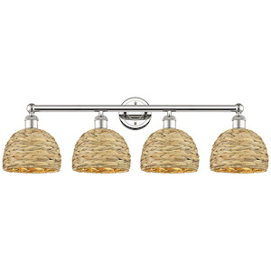 Woven Rattan - 4 Light Bath Vanity-11 Inch Tall and 35 Inch Wide - 1387793